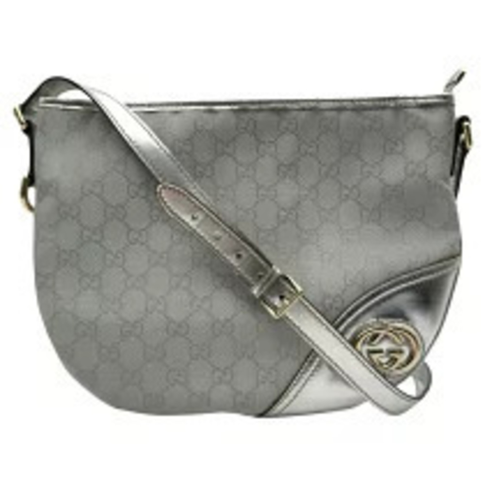 Gucci GG Canvas Metallic Shoulder Bag Silver
